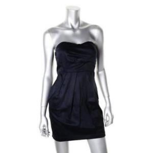 BCX Black Solid Satin Formal  Dress